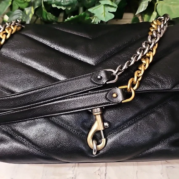 Rebecca Minkoff NWT 2 Faced Edie Black Maxi Quilted Chain Crossbody/Shoulder Bag - Picture 9 of 16